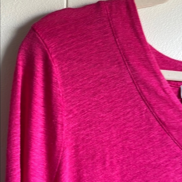 Chico’s Womens Pink 100% Linen Lagen Look Coastal Capsule V-neck Top Tunic Sz L - Picture 10 of 11